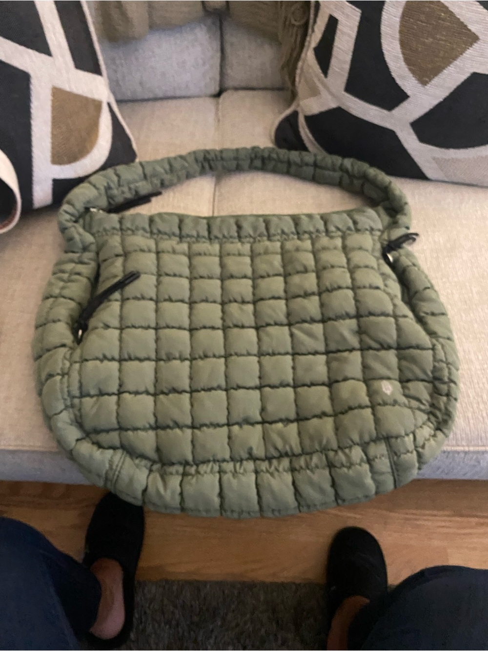 Free people Quilted Shoulder Tote Bag in Sage Green - Picture 8 of 9